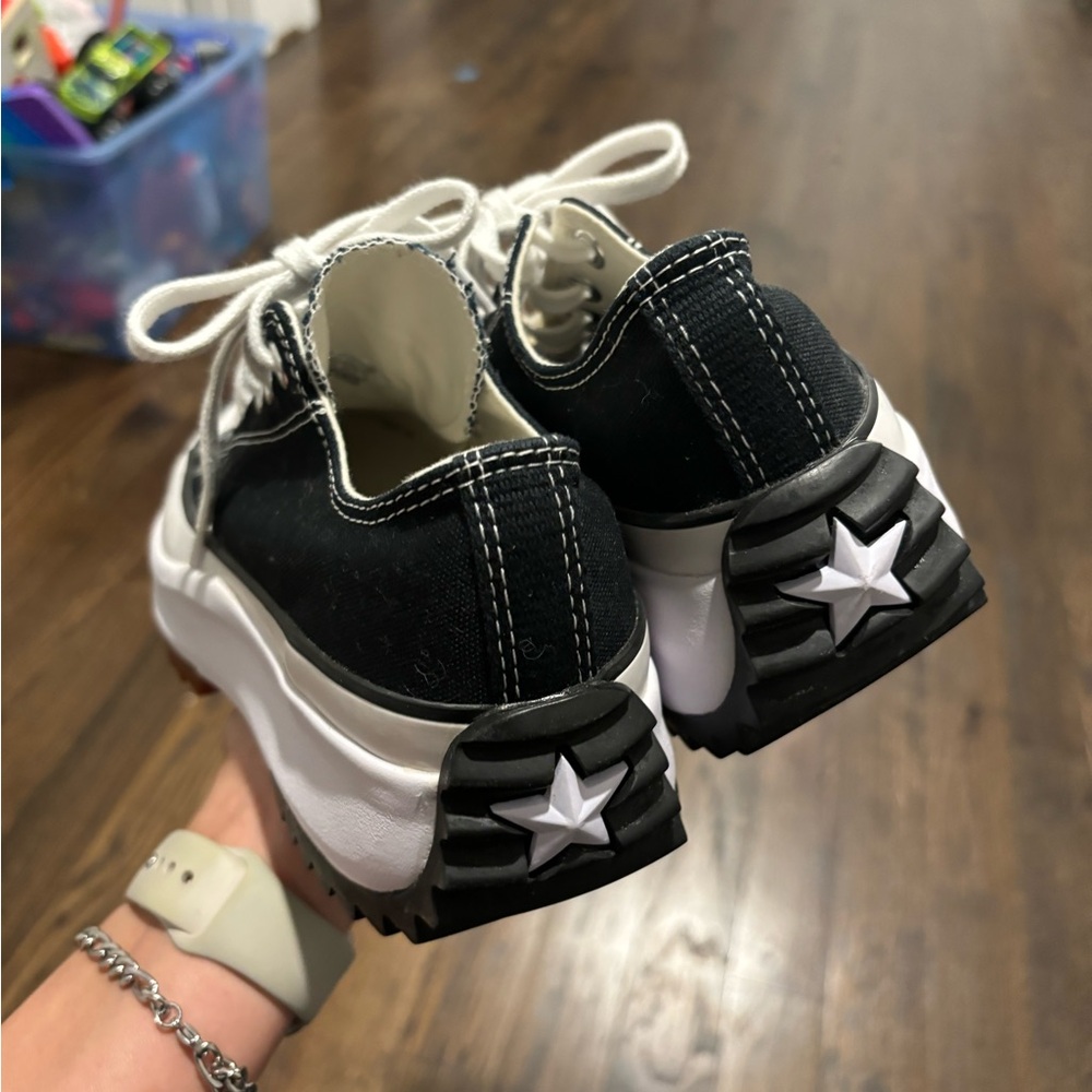 Converse Black and White Platform Sneakers with Gum Sole - Picture 2 of 6